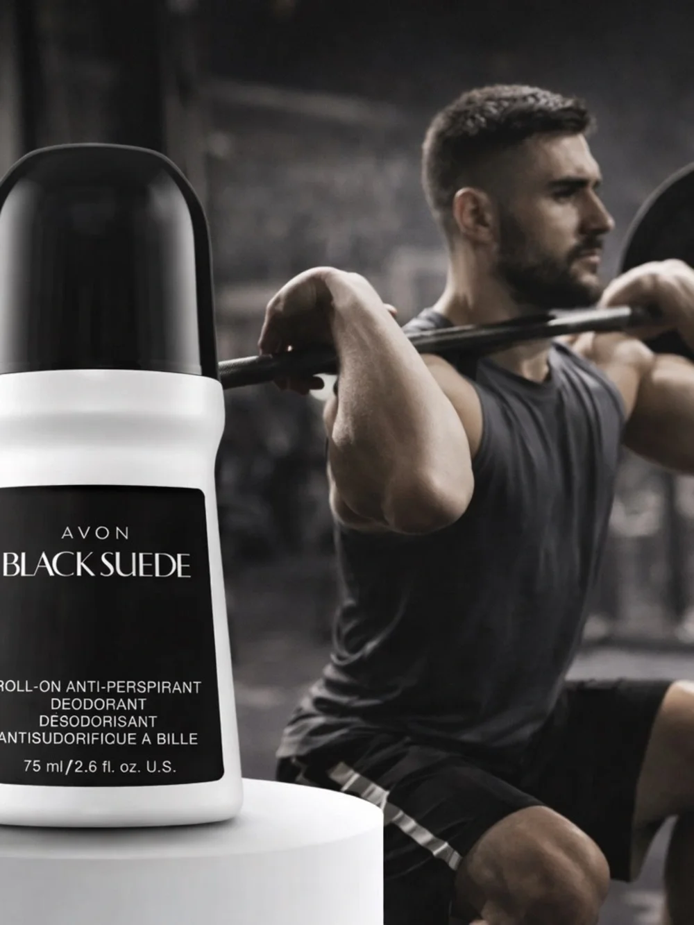 Avon Black Suede Roll-On Deodorant — Black & White